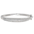 Sterling Silver Oval Cubic Zirconia Hinged Bangle