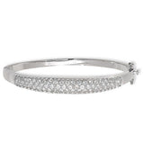 Sterling Silver Oval Cubic Zirconia Hinged Bangle