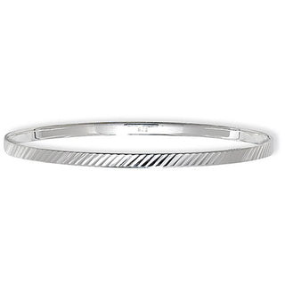 Sterling Silver Round Diamond Cut Bangle