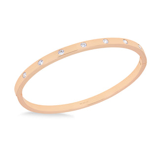 Sterling Silver Rose Gold Plated Cubic Zirconia Bangle