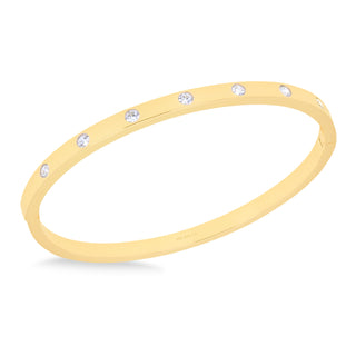 Sterling Silver Yellow Gold Plated Cubic Zirconia Bangle
