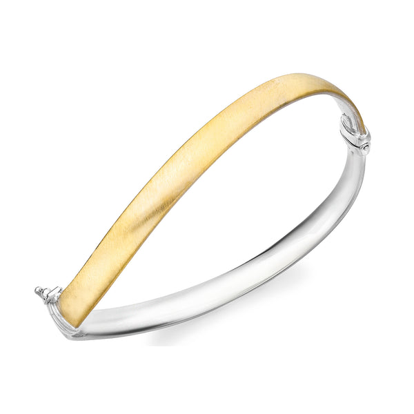 9K 2 Colour Gold Satin Wave Bangle