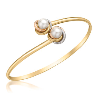 9K 3 Colour Gold Pearl Knot Bangle