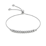 9K White Gold Adjustable Faceted Ball Bracelet