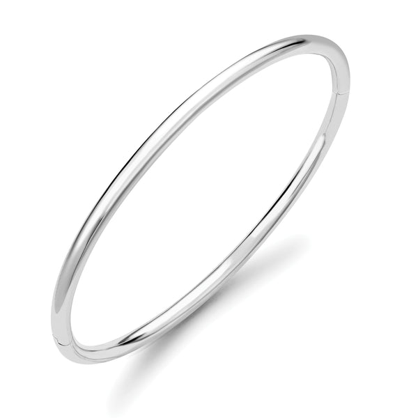 9K White Gold  Round Solid Bangle