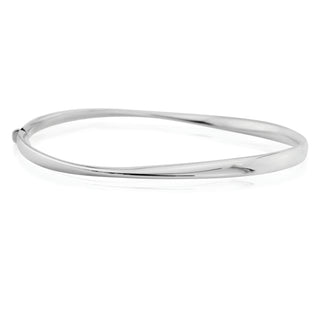 9K White Gold Polished Twist Bangle