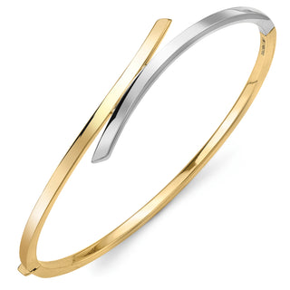 9K Two Tone Crossover Bangle