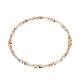 9K Rose & White Gold Wavy Bangle