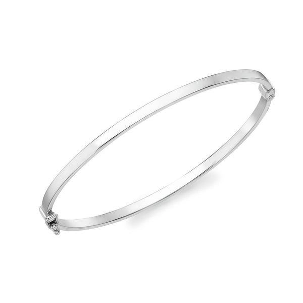 9K White Gold Plain Flat Bangle