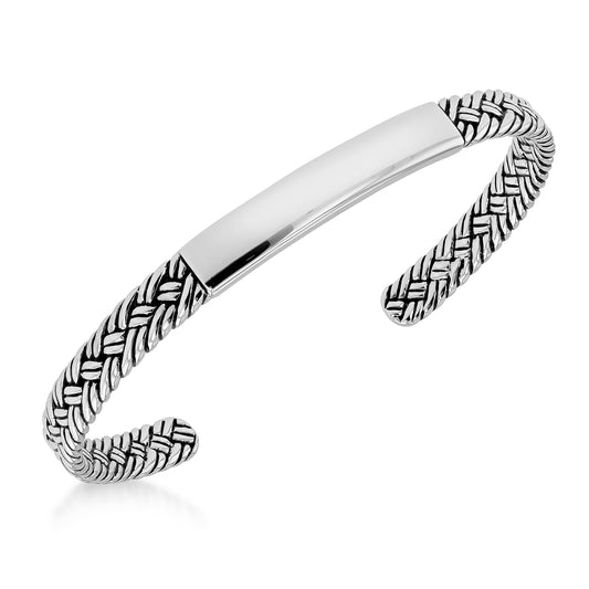 Sterling Silver Woven ID Bangle