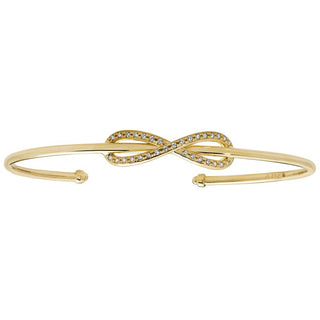 9K Yellow Gold Cubic Zirconia Open Hinged Bangle