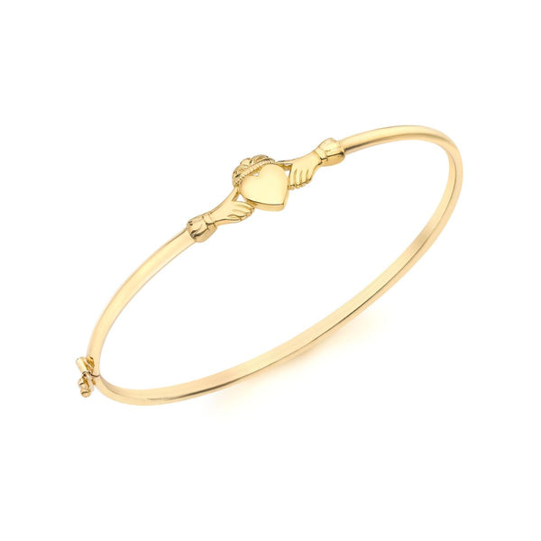 9K Yellow Gold Claddagh Bangle