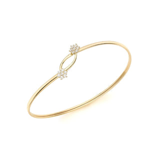 9K Yellow Gold CZ Cluster Flexible Bangle