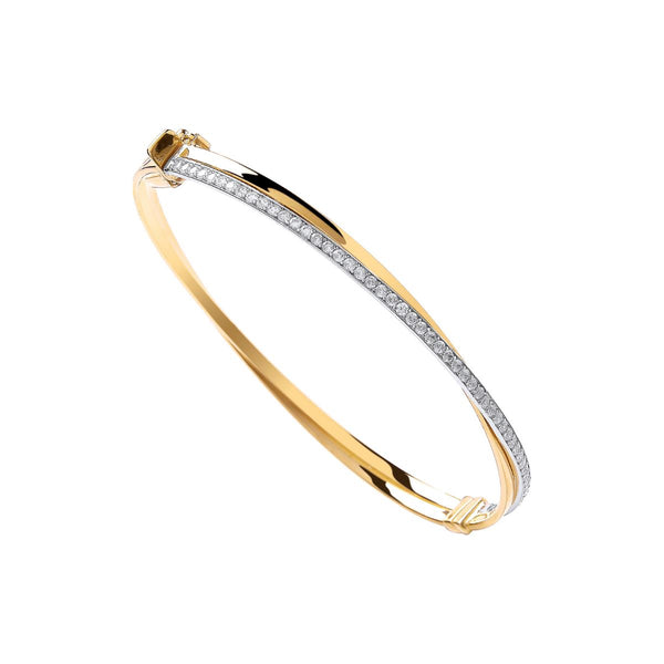 9K Yellow Gold Cubic Zirconia Bangle