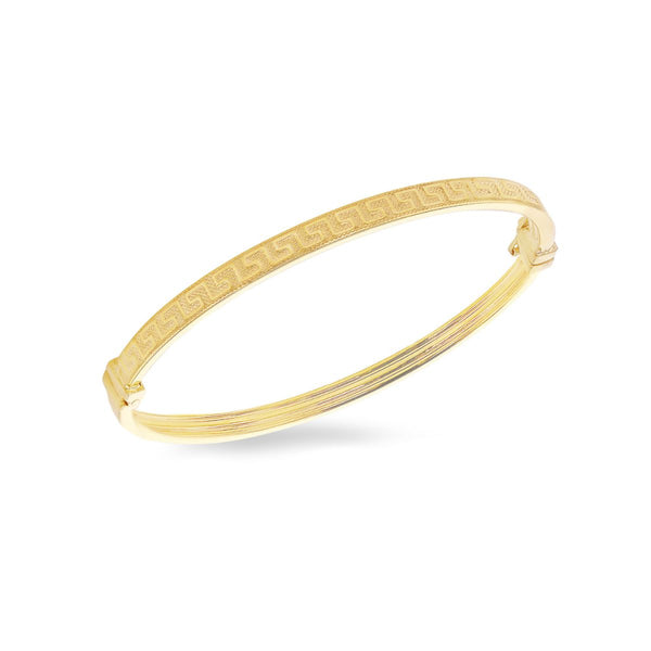 9K Yellow Gold 3.9mm Greek Key Bangle