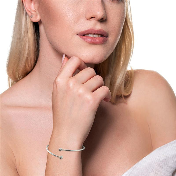 18K White Gold Diamond Torque Bangle