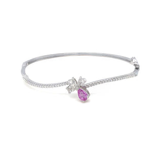 9K White Gold Diamond & Pink Sapphire Bangle