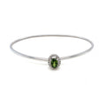 9K White Gold Diamond & Green Sapphire Bangle