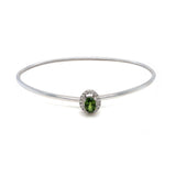 9K White Gold Diamond & Green Sapphire Bangle