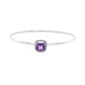 9K White Gold Diamond & Amethyst Halo Bangle