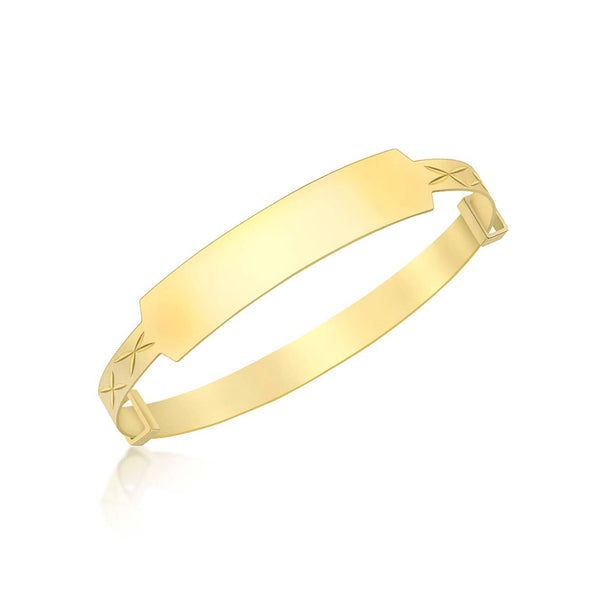 9K Yellow Gold Plain ID Kiss Baby Bangle