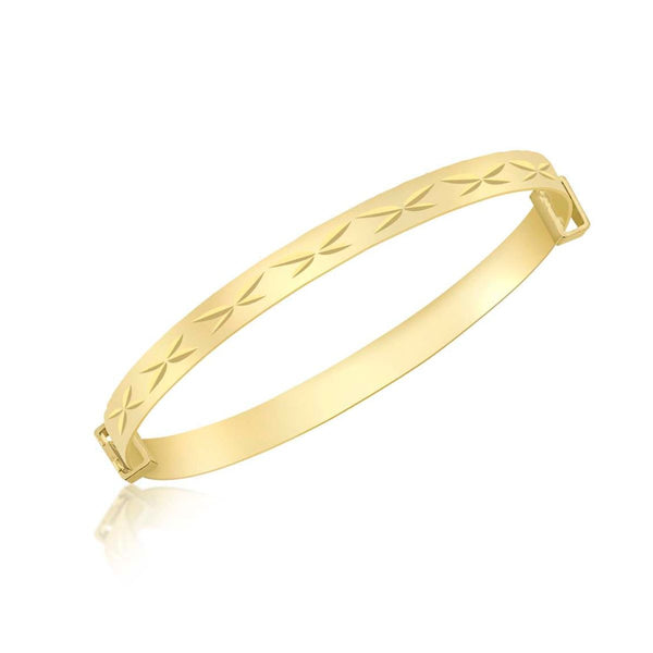 9K Yellow Gold Diamond Cut Kiss Baby Bangle