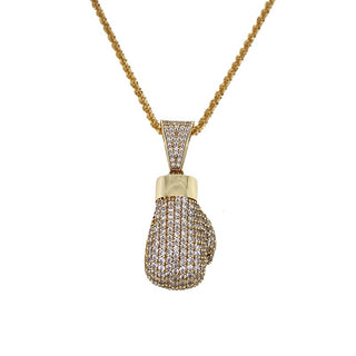 9K Yellow Gold CZ Boxing Glove Pendant