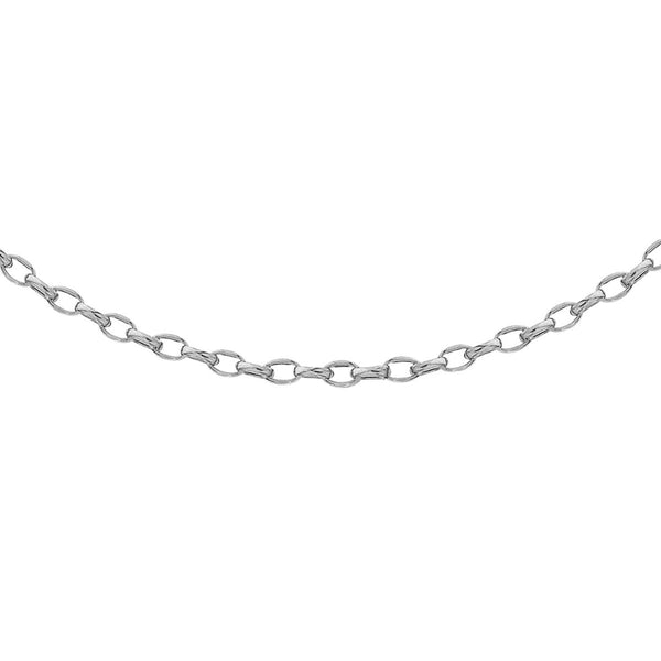 9K White Gold Diamond Cut Belcher 18"