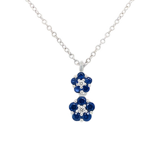 18K White Gold Sapphire and Diamond Flower Pendant