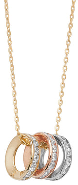 9ct Tri-Colour Gold Cubic Zirconia Set Ring Necklce