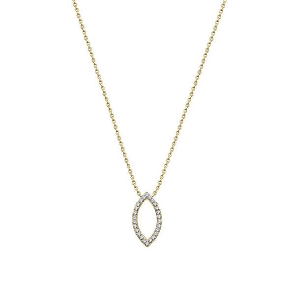 18K Yellow Gold Diamond Marquise Shape Necklace