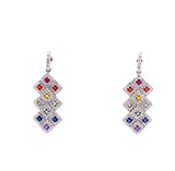 18ct White Gold Diamond and Sapphire Drop Earrings