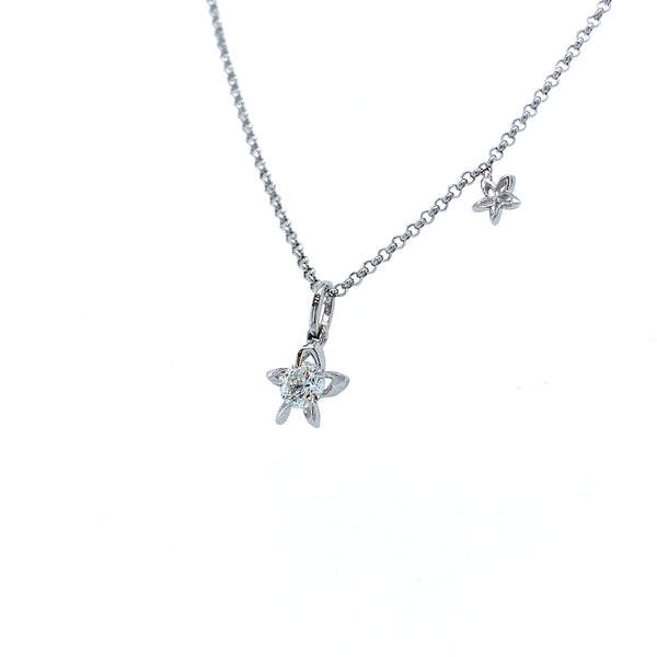 9K White Gold 0.20ct Diamond Star Necklace