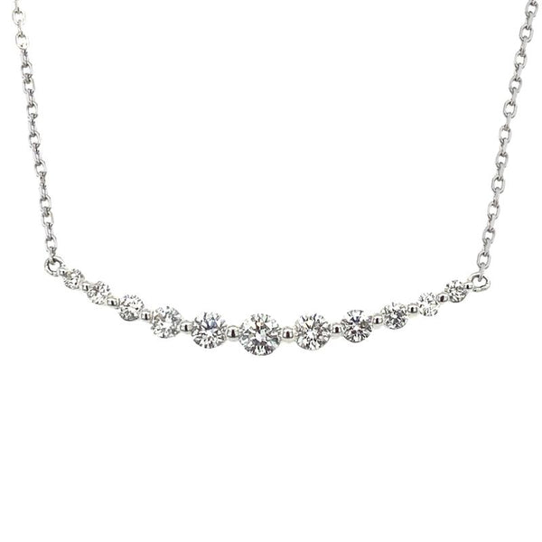 18K White Gold Round Diamonds Necklace