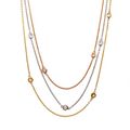 18K Tri-Coloured Gold Diamond Necklace.