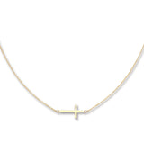 9K Yellow Gold Dainty Cross Necklace 17"