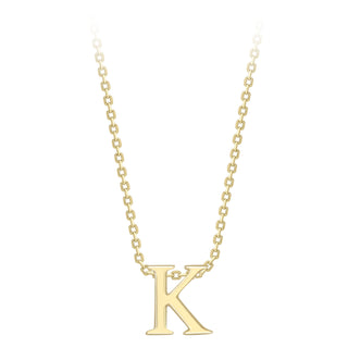 9K Yellow Gold Plain 'K' Initial Pendant