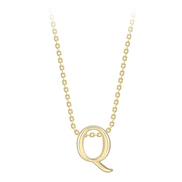 9K Yellow Gold Plain 'Q' Initial Pendant