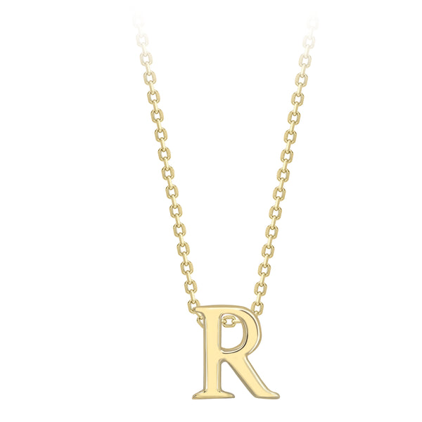 9K Yellow Gold Plain 'R' Initial Pendant