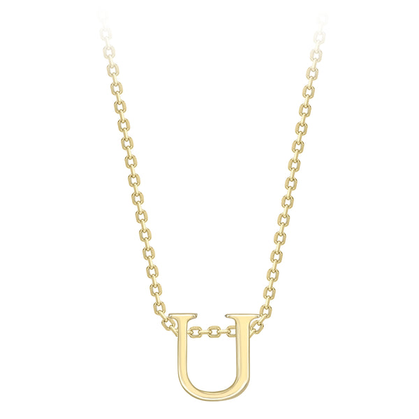 9K Yellow Gold Plain 'U' Initial Pendant