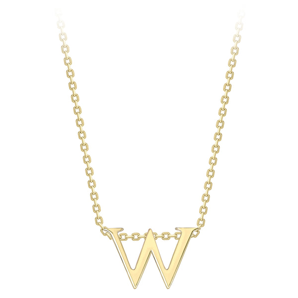 9K Yellow Gold Plain 'W' Initial Pendant