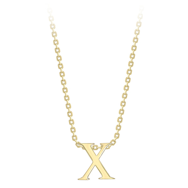 9K Yellow Gold Plain 'X' Initial Pendant