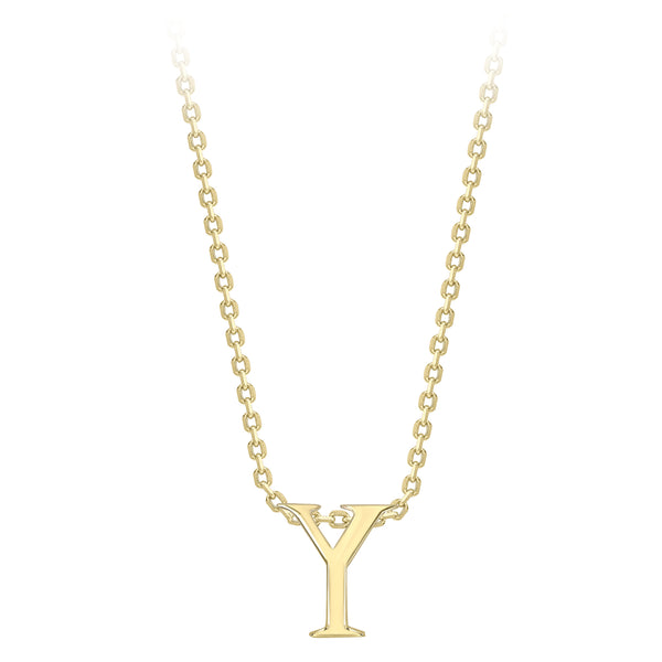 9K Yellow Gold Plain 'Y' Initial Pendant