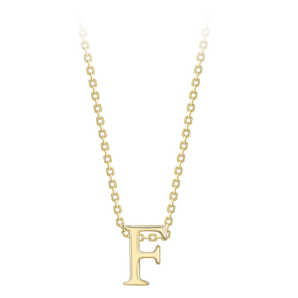 9K Yellow Gold Plain 'F' Initial Pendant