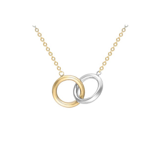 9K 2-Colour Gold Linked-Rings Adjustable Necklace