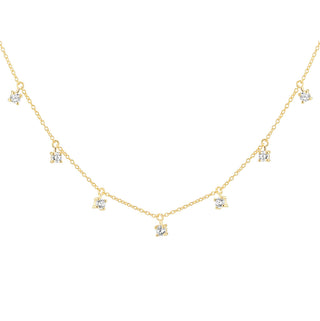 9K Yellow Gold CZ Droplet Necklace/ 17"+1"