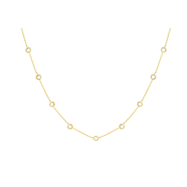 9K Yellow Gold 3.65mm CZ Adjustable Necklace / 16"-17"
