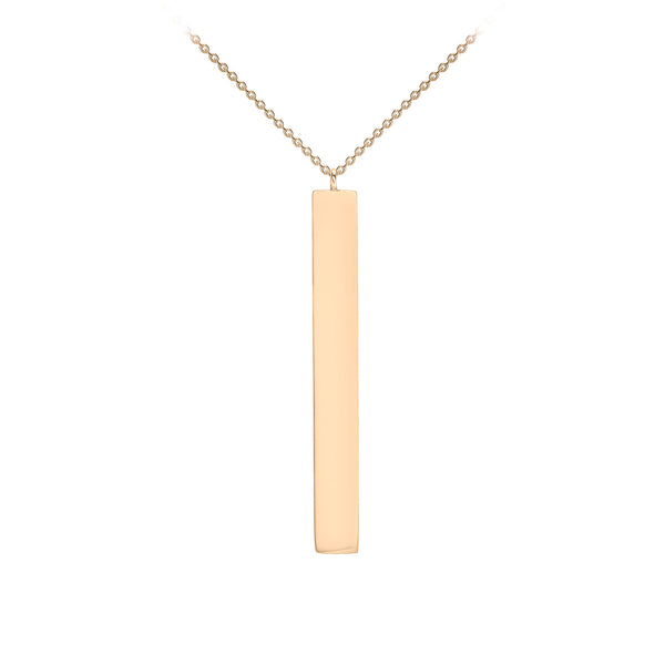 9K Rose Gold Large Vertical Bar Necklace