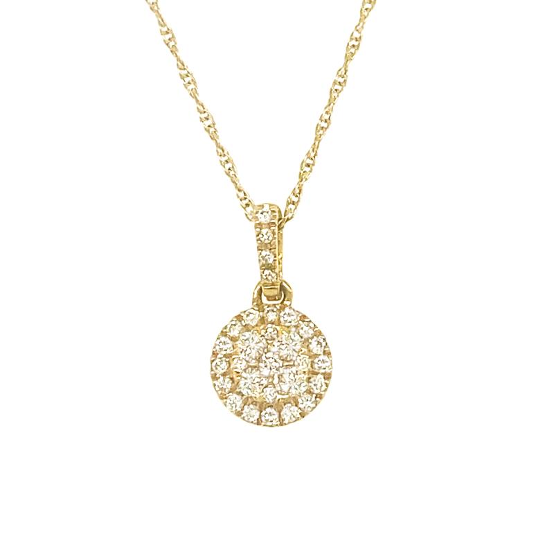 18K Yellow Gold 0.22 Diamond Cluster Necklace