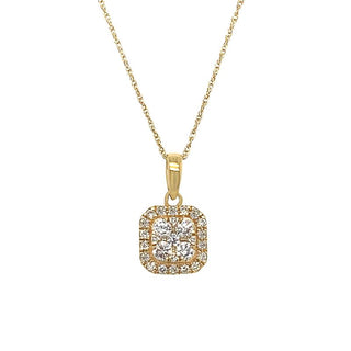 18K Yellow Gold 0.37ct Diamond Cluster Necklace